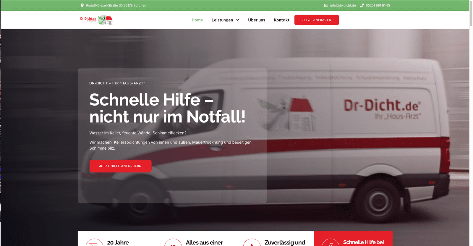 Website Dr. Dicht – Schnelle Hilfe – nicht nur im Notfall